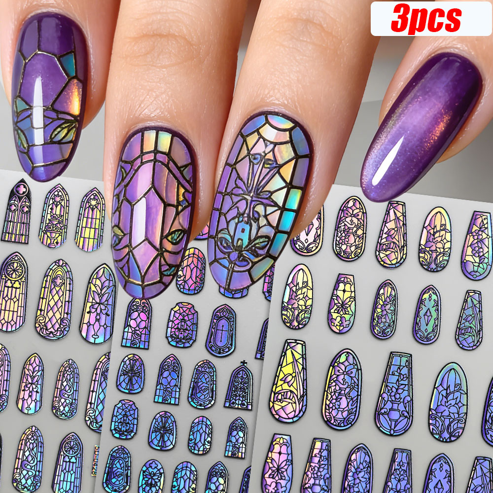Glitter Vinyl Roll - 5D Sparkly Retro Glasfragment Nagelsticker Holografische