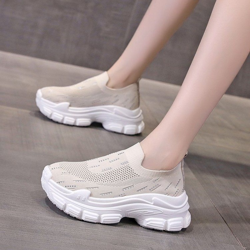Crystal Mesh Fabric - Vrouwen Platform Dikke Zool Sport Casual