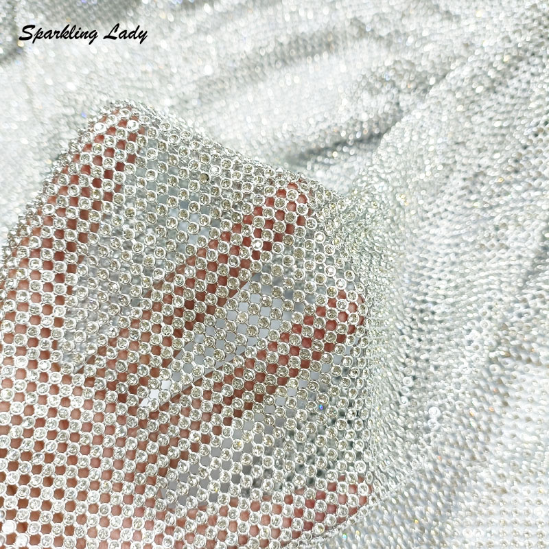 Crystal Mesh Fabric - 3MM Mode Metaal Strass Stoffen Bling