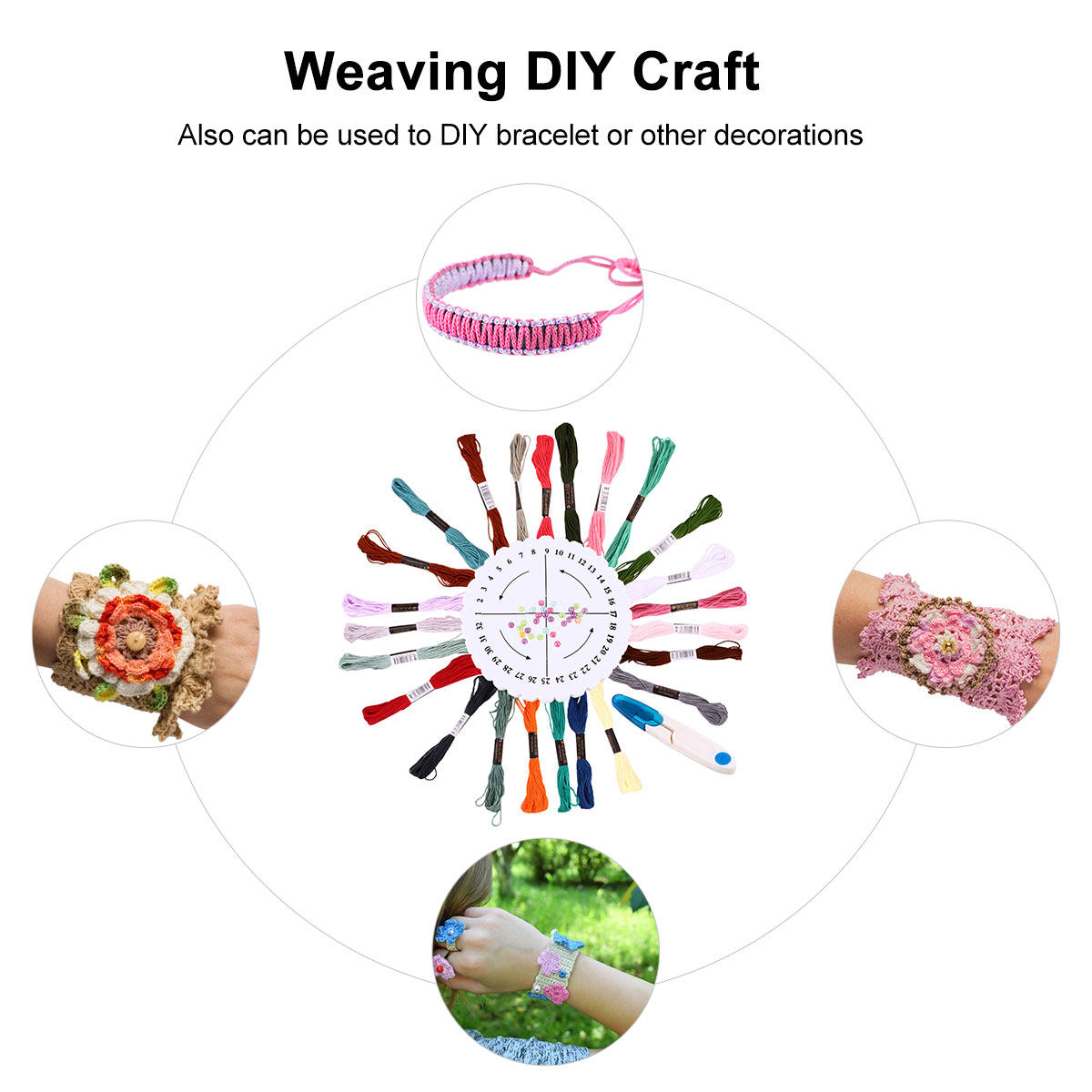 Embroidery Craft - Vriendschapsarmbanden maakset: ronde weefraat met 24