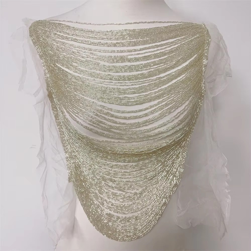 Beaded Trim Fringe - Exquise meerlaagse kwastapplicatie met kralen, handgestikt,