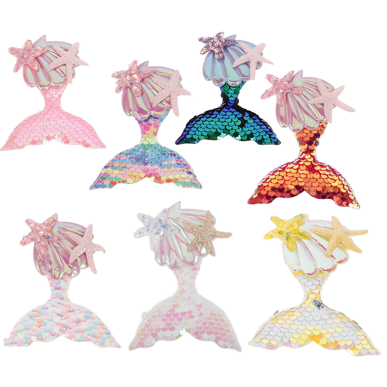 Embellishment Crafts - 7 stuks zeemeerminstofpatches voor kleding, haarclips,