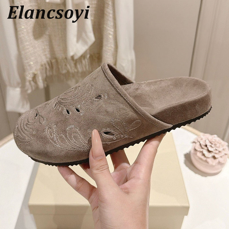 Embroidery Embellishments - Lazy Mules Schoenen Dames Borduurwerk Pailletten