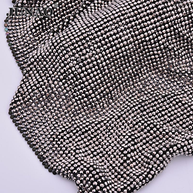 Junao 45*120 Cm Zwarte Goud Kr - Hotfix Rhinestone Sheet recensie en prijs