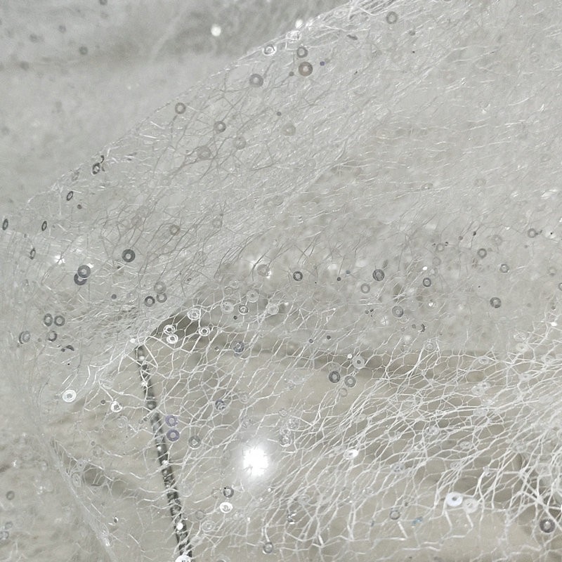 Hard net wit goud pailletten b - Crystal Mesh Fabric recensie en prijs